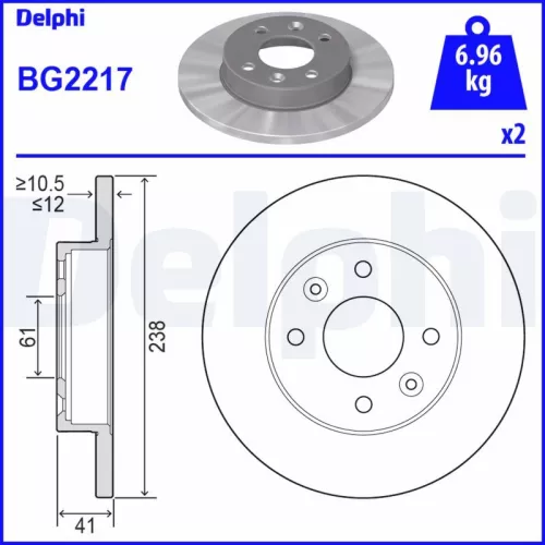 Brake Disc DELPHI BG2217)