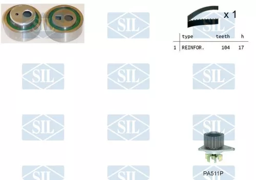 Water Pump & Timing Belt Kit Saleri SIL K1PA511P)