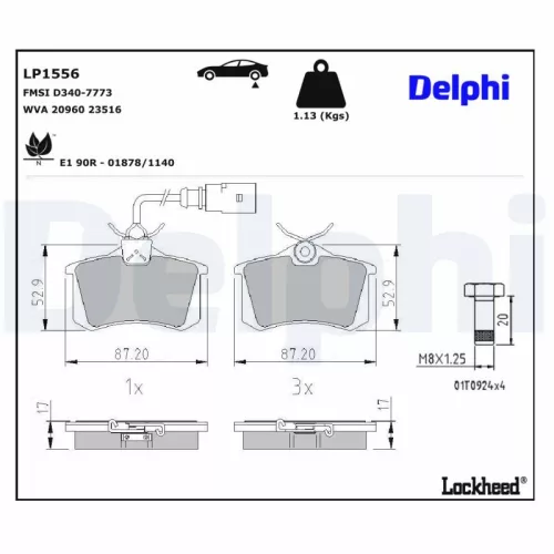 Brake Pad Set, disc brake DELPHI LP1556)