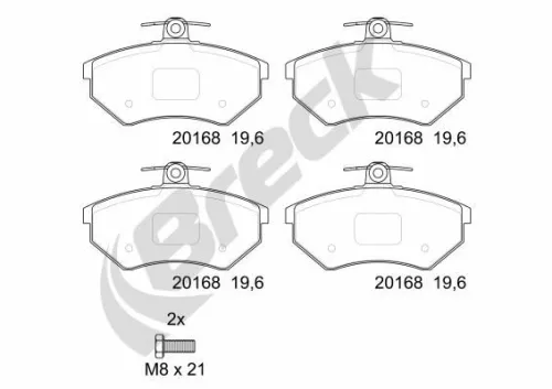 Brake Pad Set, disc brake BRECK 20168 10 701 00)