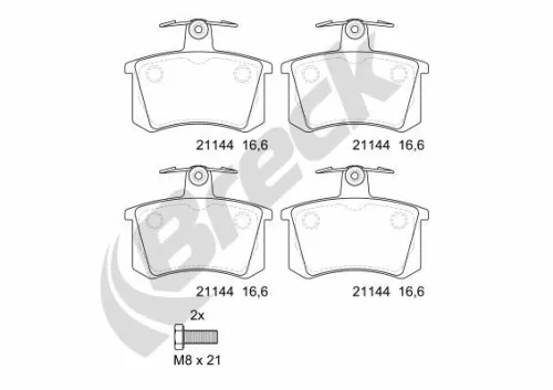 Brake Pad Set, disc brake BRECK 21144 00 704 00)