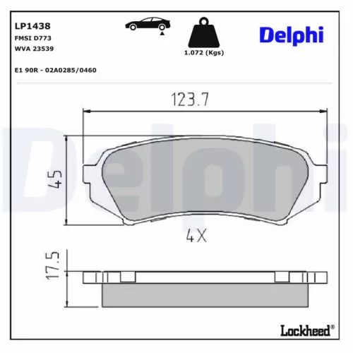 Brake Pad Set, disc brake DELPHI LP1438)