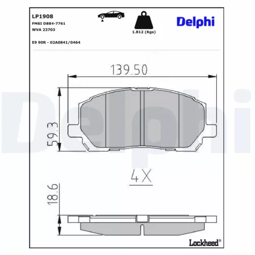 Brake Pad Set, disc brake DELPHI LP1908)