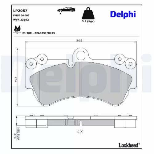 Brake Pad Set, disc brake DELPHI LP2057)
