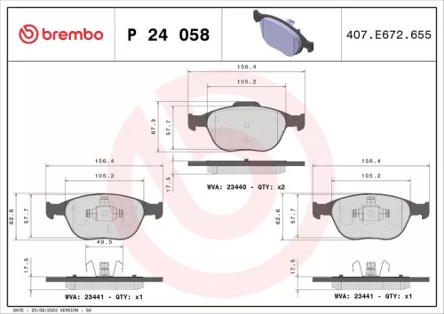 Brake Pad Set, disc brake BREMBO P 24 058)