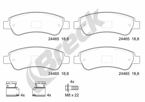 Brake Pad Set, disc brake BRECK 24465 00 703 00)