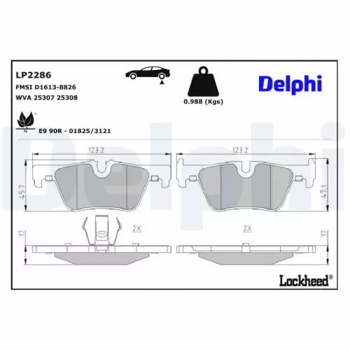 Brake Pad Set, disc brake DELPHI LP2286)