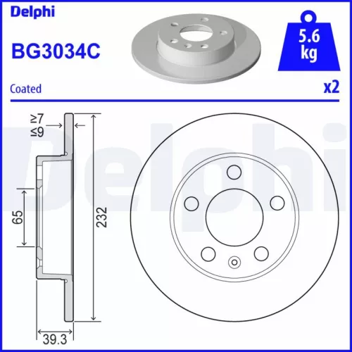 Brake Disc DELPHI BG3034C)
