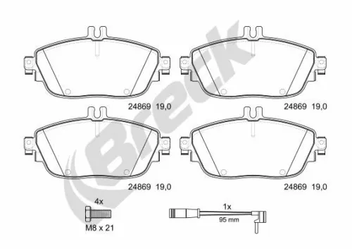 Brake Pad Set, disc brake BRECK 24869 00 701 00)