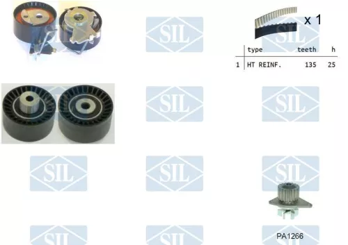Water Pump & Timing Belt Kit Saleri SIL K1PA1266)