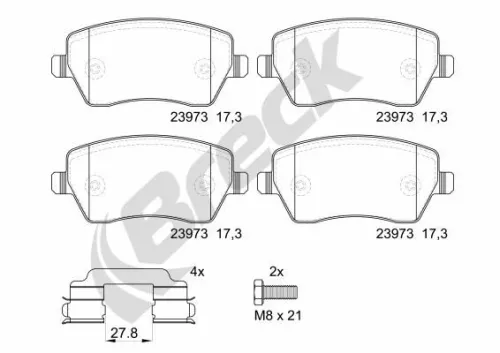 Brake Pad Set, disc brake BRECK 23973 00 702 00)