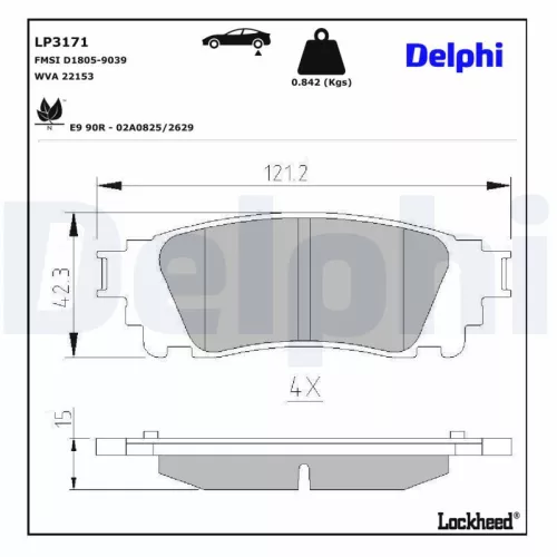 Brake Pad Set, disc brake DELPHI LP3171)
