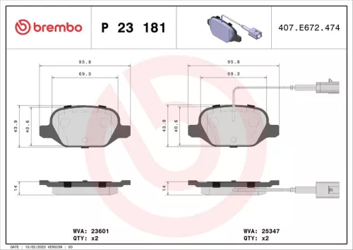 Brake Pad Set, disc brake BREMBO P 23 181)