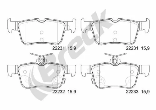 Brake Pad Set, disc brake BRECK 22231 00 702 00)