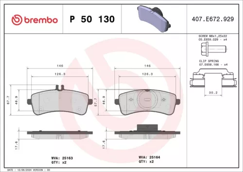 Brake Pad Set, disc brake BREMBO P 50 130)