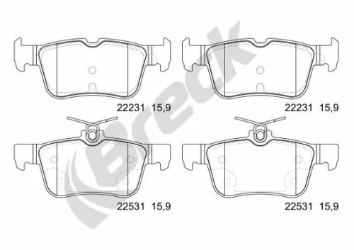 Brake Pad Set, disc brake BRECK 22531 00 702 00)