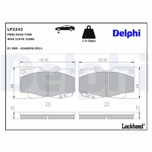 Brake Pad Set, disc brake DELPHI LP2242)