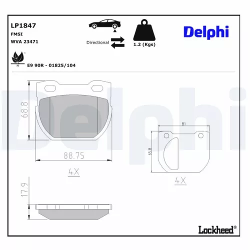 Brake Pad Set, disc brake DELPHI LP1847)