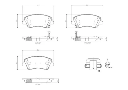 Brake Pad Set, disc brake BREMBO P 30 098)