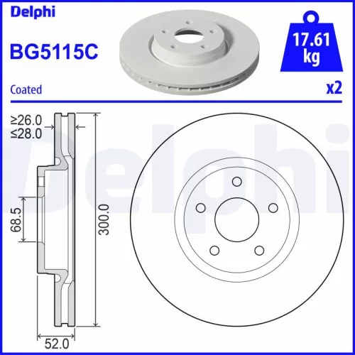 Brake Disc DELPHI BG5115C)