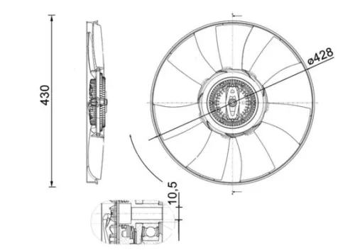 Fan, engine cooling MAHLE CFF 529 000P)