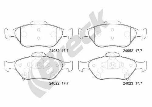 Brake Pad Set, disc brake BRECK 24952 00 702 00)