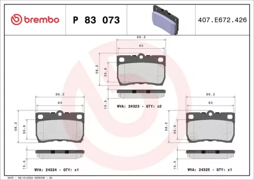 Brake Pad Set, disc brake BREMBO P 83 073)