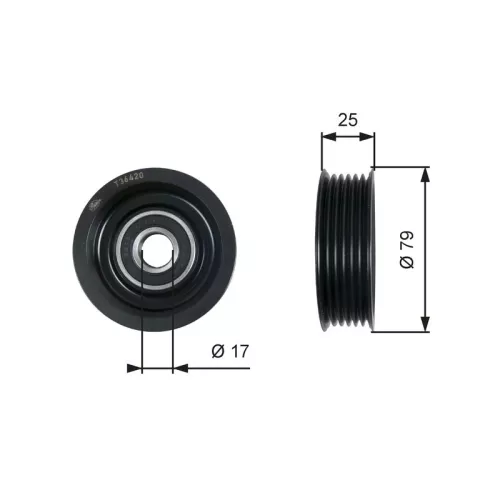 Deflection/Guide Pulley, V-ribbed belt GATES T36420)